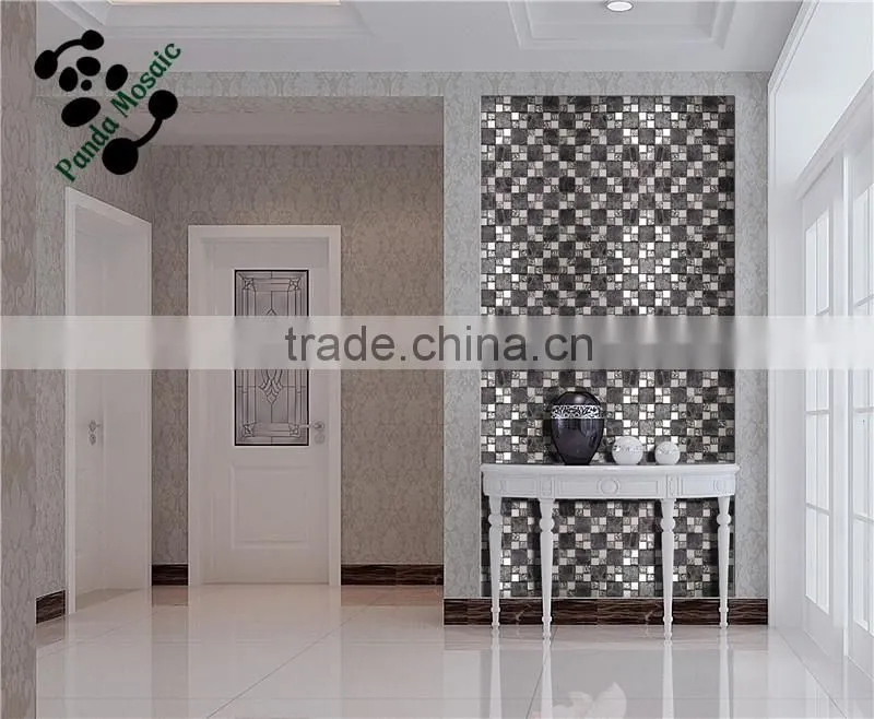 SMP20 Modern Design home mosaic Decor metal backsplash tile Glass mixed Stainless steel mosaic tile