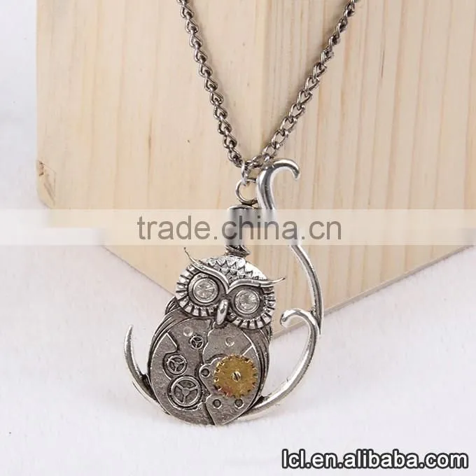 High quality owl pendant necklace, low price steampunk owl necklace
