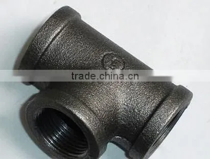 3/4"galvanized/black color cast iron pipe fitting equal tee