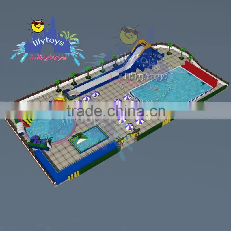 Lilytoys water park . inflatable mobie moving park ,jurassia gaint water park