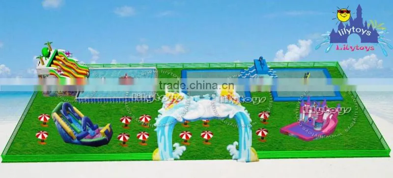 Lilytoys custom best amusing portable outdoor land water park for commerce