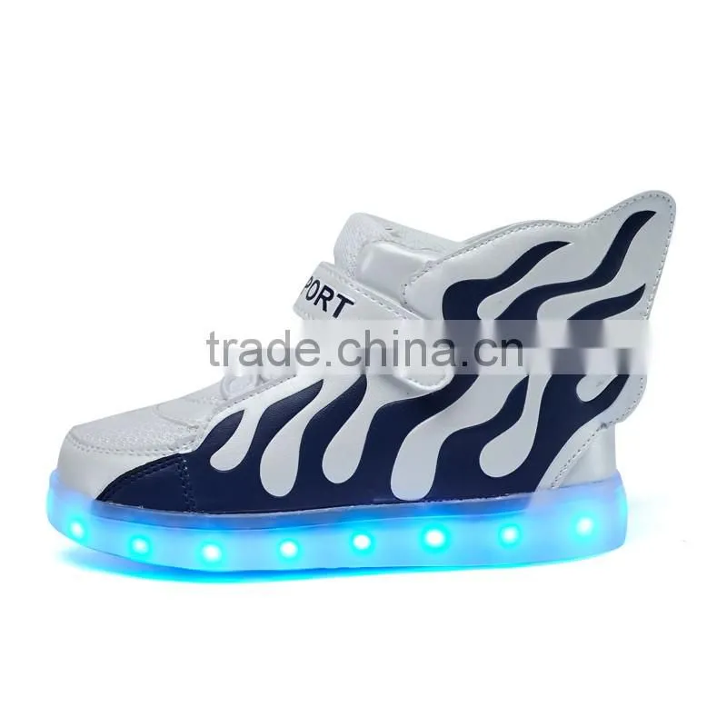 led shoes Charming Flat Lace Up Comfortable kids Led Shoes With PU Wings