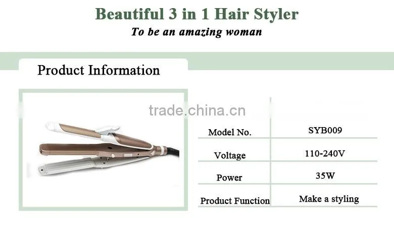 new desgin 3 in 1 hair curler and flat iron barbershop tools
