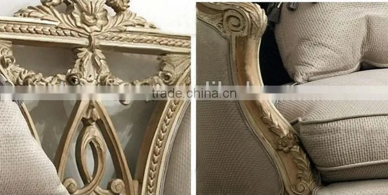 Luxury Spanish wooden living room three-seat sofa with hand carving and antique finishng workmanship