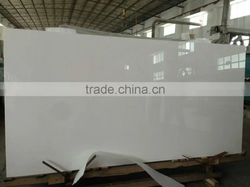 Pure white polished crystallized glass slabs