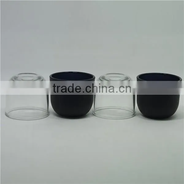 classic black spray colored hand cut glass candle jar