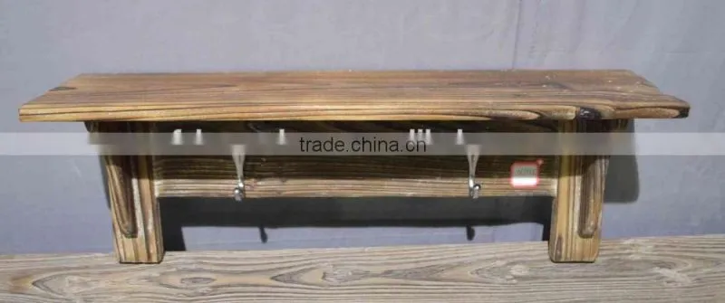 antique hanging wooden wall shelf with distressing