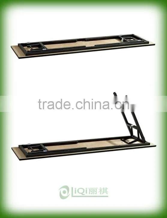 Hot sale PVC Covered plywood 18mm Crescent Folding Table QZ6004
