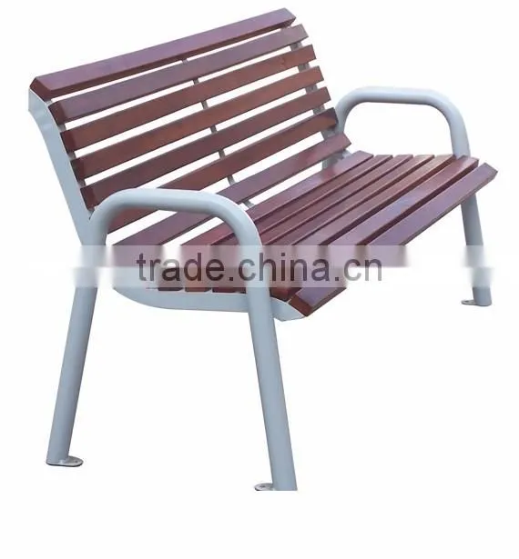 steel and wood patio bench