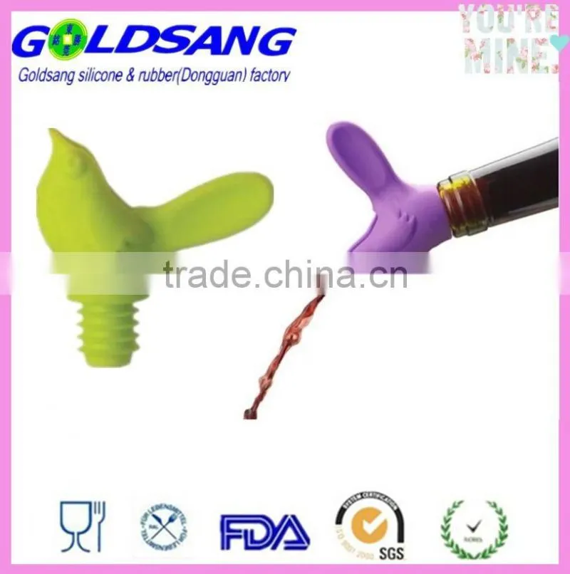 Red Black Green Showbird Silicone Bird Wine Saver Bottle Stoppers