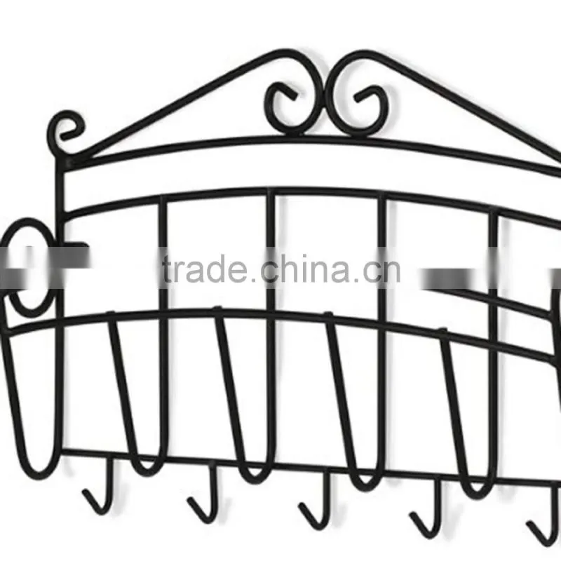 Sturdy Scroll Black Wall Mount Key and Letter Holder Rack