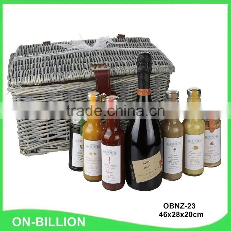 Custom empty knitting wicker christmas gift baskets with lid