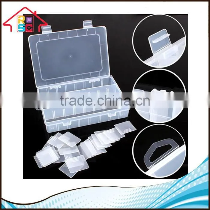 NBRSC 24 Compartment Adjustable Clear Plastic Storage Box Jewelry Tool Container