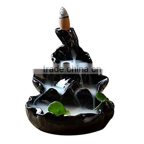 Ceramic Glaze Incense Smoke Cone Burner Backflow Censer Tower Holder