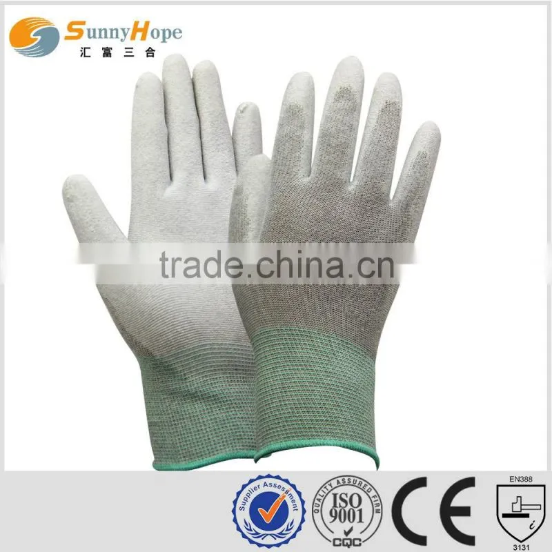 Sunnyhope cut resistant 13 Gauge Carbon Fiber grey pu coated gloves
