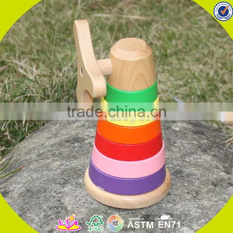 wholesale intelligent baby wooden stacking blocks game funny kids wooden stacking blocks game toy bring fun W13D054