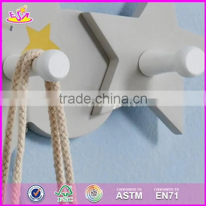 2017 New design beautiful kids wooden decorative hooks for sale W09B074