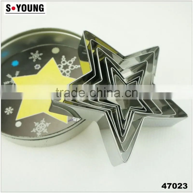 47023 6pcs five star shape stainless steel cookie cutter set