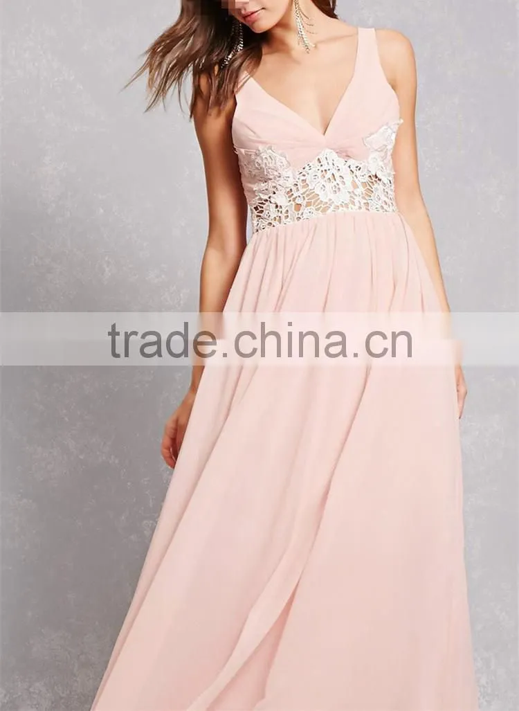 China Clothing OEM women fashion dresses women Lace Panel Gown