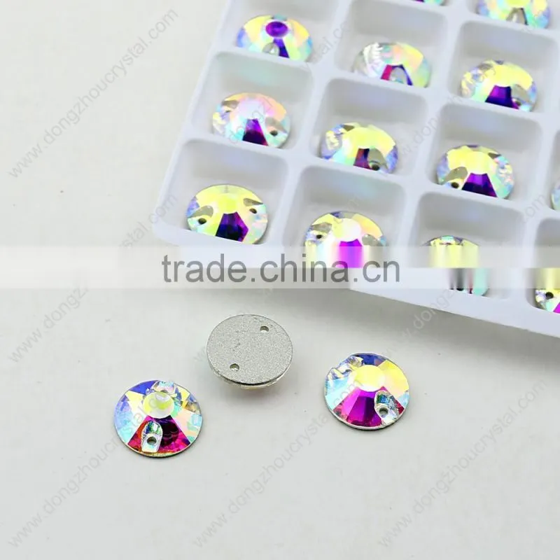 Colors round sew on crystal rhinestones,flatback crystal stones factory direct