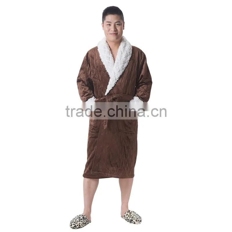 Spa Robe Striped Coral Fleece Bathrobe