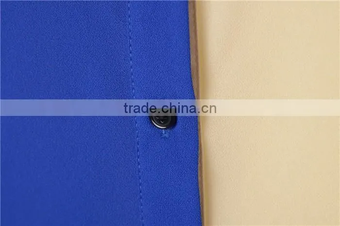 ladies fashion small lapel fashion splicing hit color shirt
