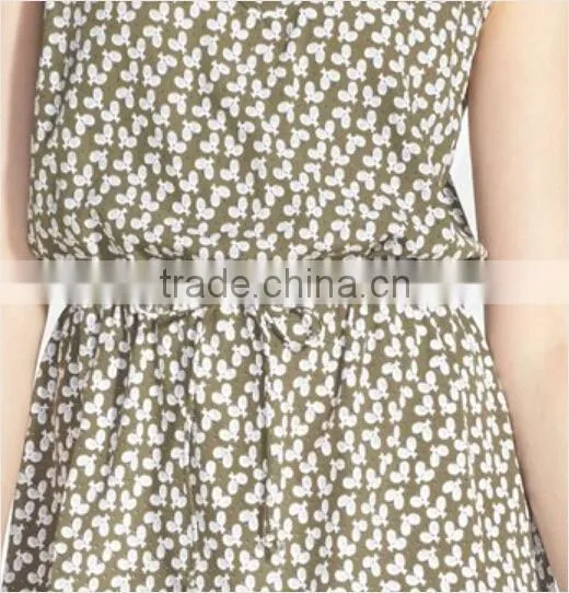 relaxed women racquet patterned tunic dress spaghetti straps print dress D0094