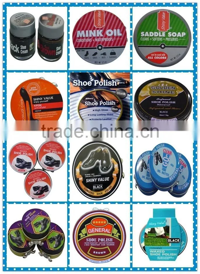 portable shoe accessories Solid waxed Shoe Polish/shine/cream in tin box
