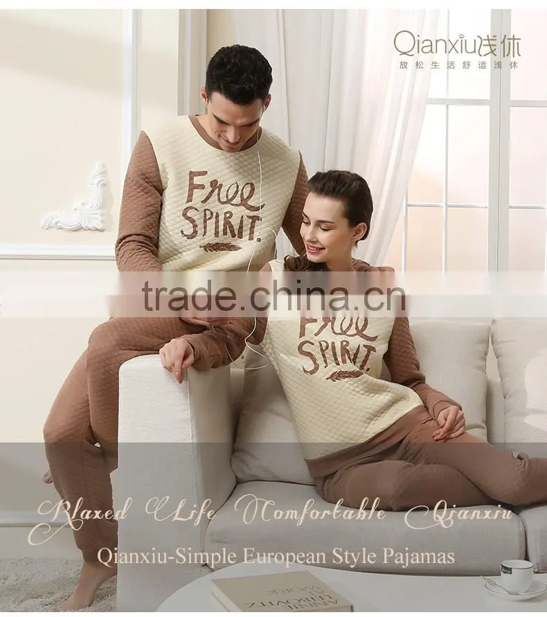 Latest design Qianxiu women thick printed sexy night suit