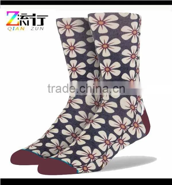 socks in china wholesale/printing custom socks/floral pattern socks