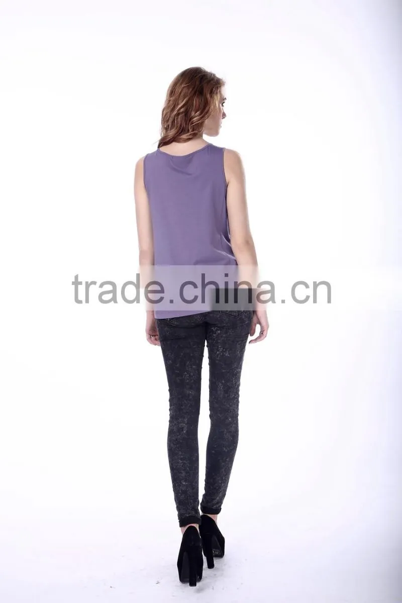 Women's cotton sequined fitness tank top
