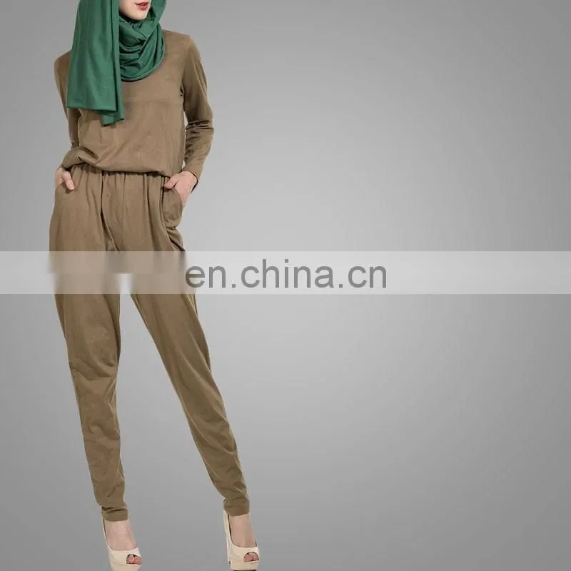 Modest Ladies Office Wear Jumpsuits Muslim Women Model Kebaya Modern Cotton /Cotton Jersey Islamic Jumpsuits