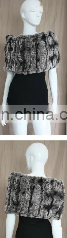 Genuine knitted rex rabbit fur shawl