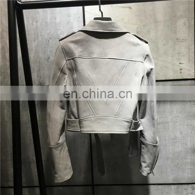 New Fashion Zipper Short Slim Leather Jacket Suppliers Genuine Womens Leather Jacket