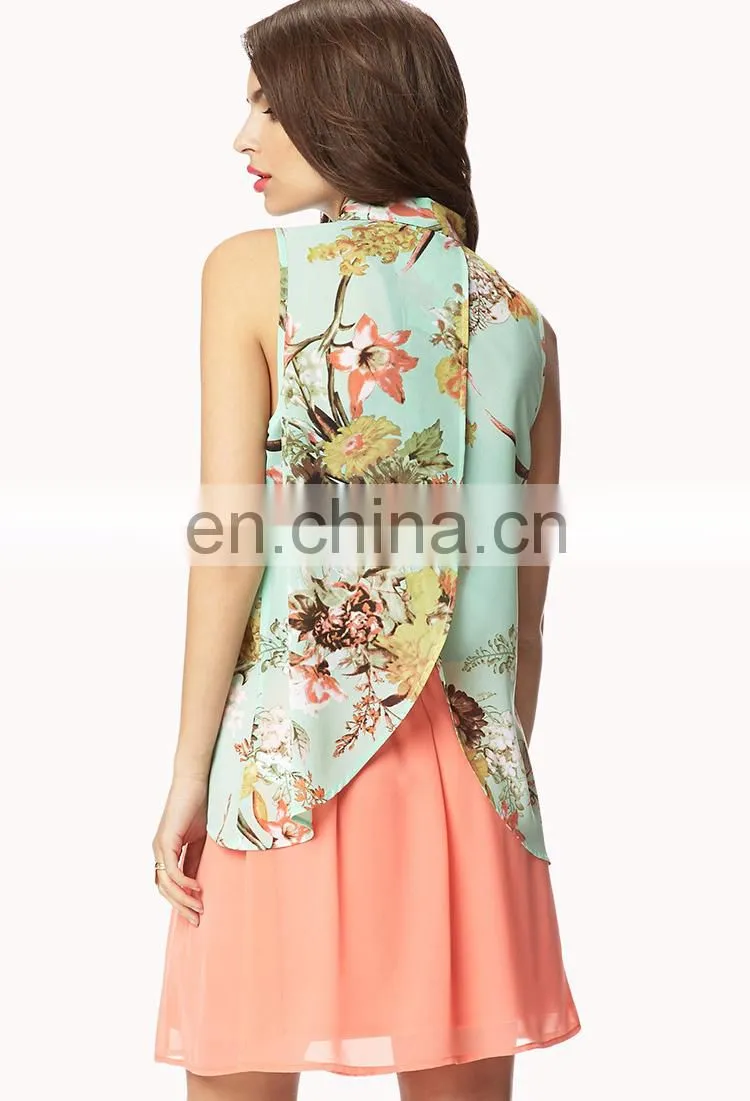 2016 Ladies wholesale clothing in USA tulip back shirt/top/blouse