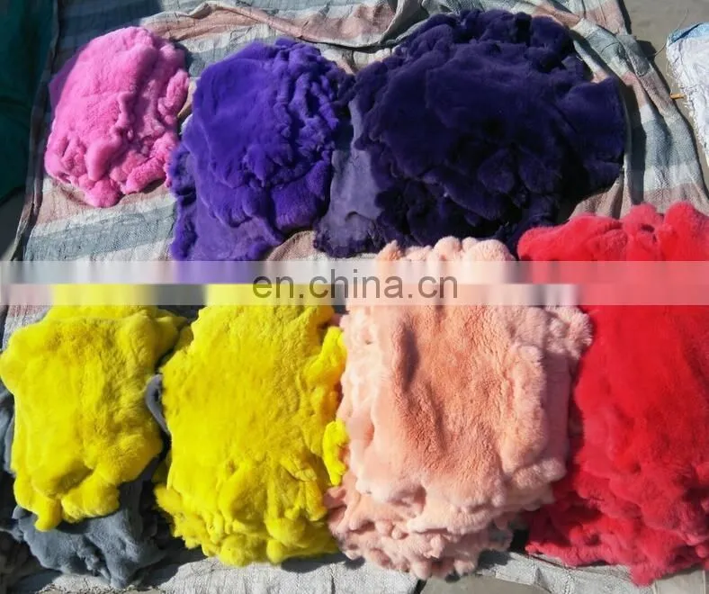Factory wholesale raw or dyed color big and soft real rex rabbit fur rex rabbit skins