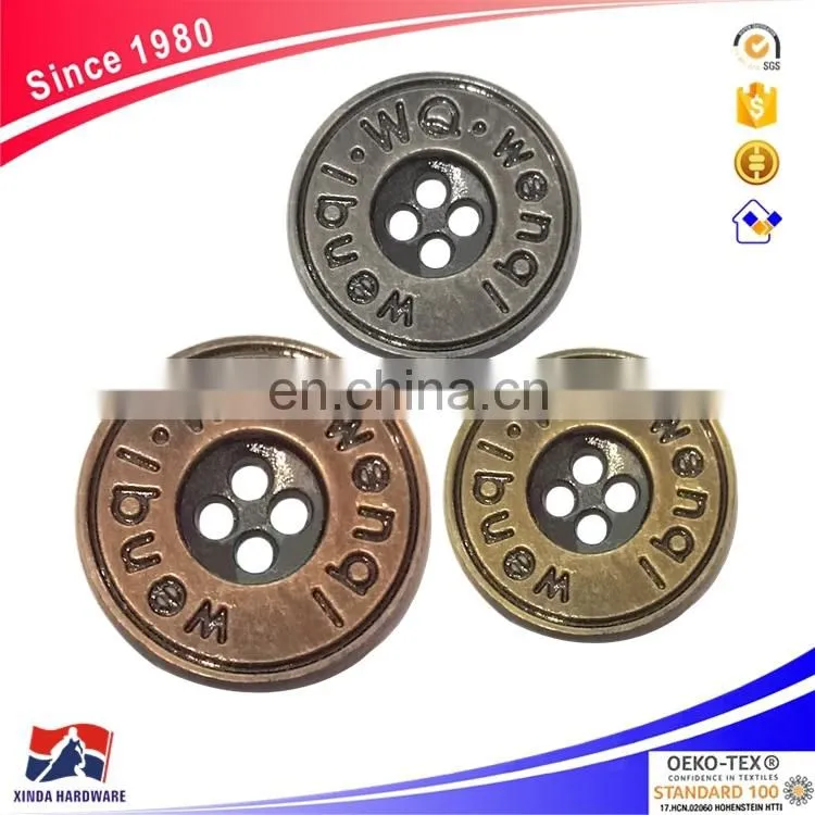 Manufacturer of custom metal alloy garment sewing buttons