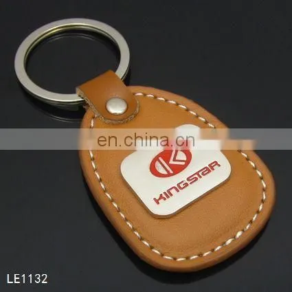 Custom embossed car logo leather key holder metal laser engraving keychain