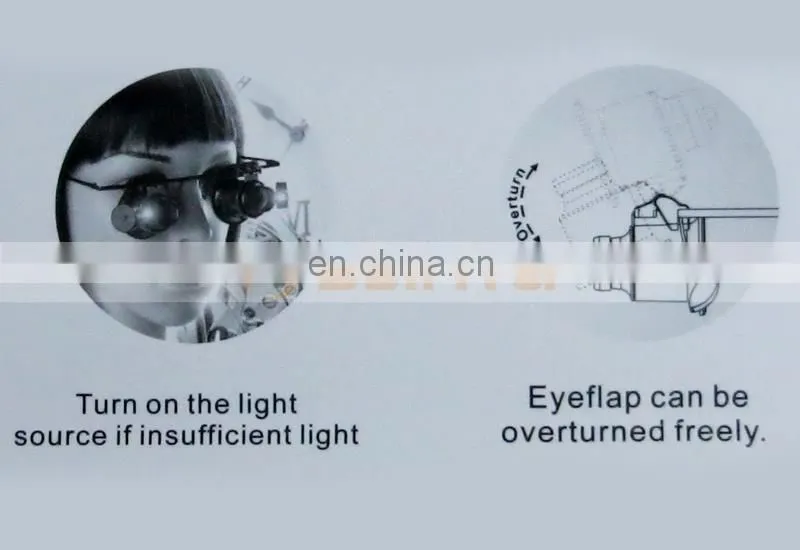 Binoculus Glasses Loupe LED Light 20X Eyewear Magnifier