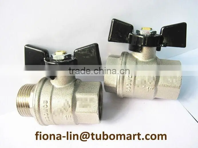 brass butterfly ball valve of CW617N with butterfly handle