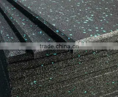 1M*1M Rubber flooring/Ruber Mat/Rubber Tiles Black with blue spot