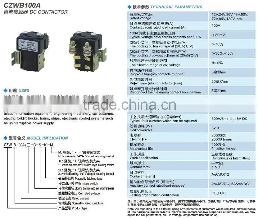SAYOON DC CONTACTOR CZWB100A