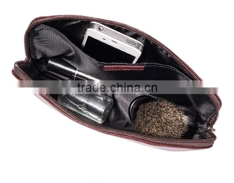 waterproof practical genuine leather cosmetic bag, leather makeup organizer case lady