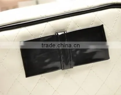 Dazzling PVC zipper closure cosmetic bag with black trim and decorations