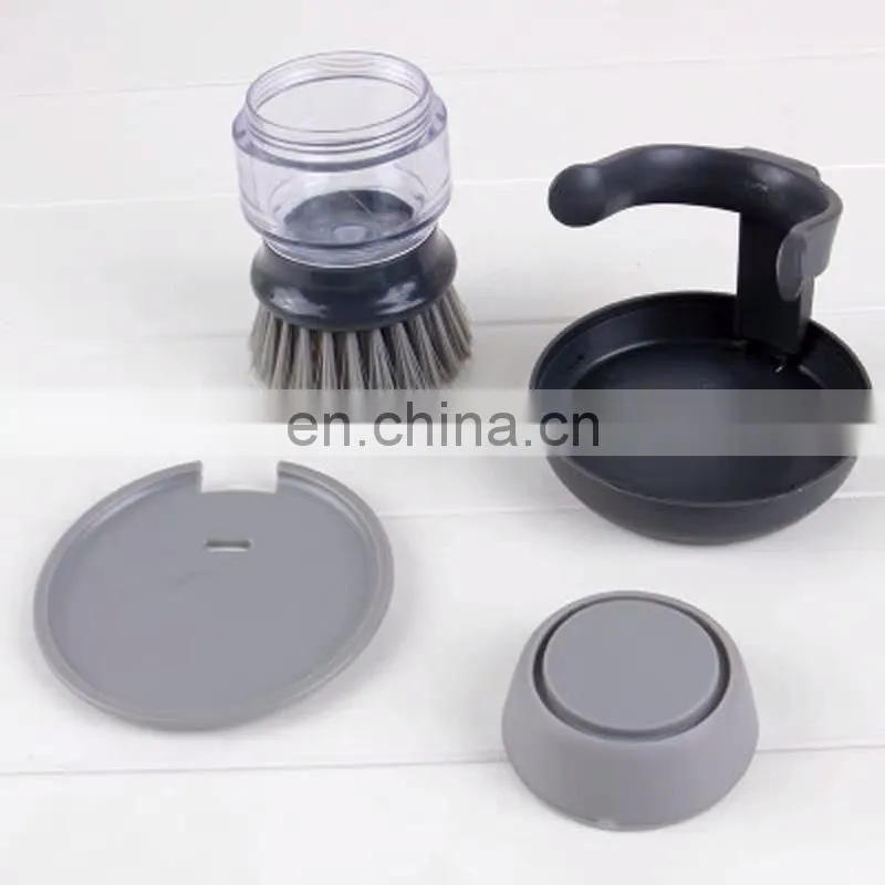 Kitchen cleaning tools silicone handle cleaning brush soap dispenser dishwashing brush