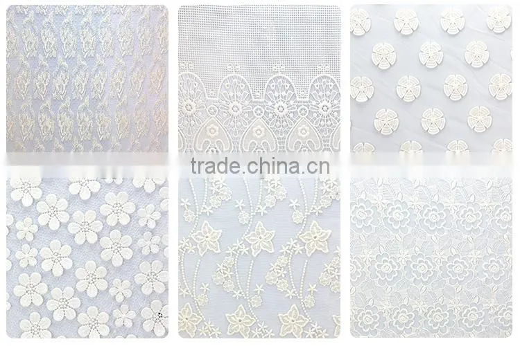 Factory direct supply hot selling embroidered applique lace chiffon fabric with a light texture