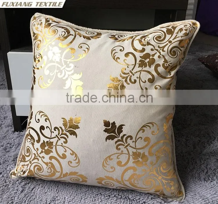 foil print faux linen cushion for home