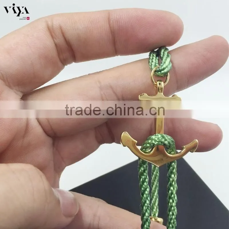 Fashion Jewelry High Quality Handmade Wrap Bracelet 316l Stainless Steel Bracelet Popular Men Anchor Bracelet