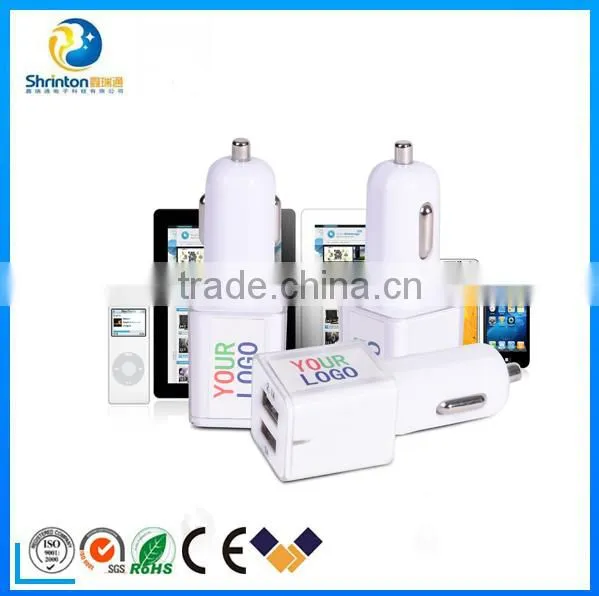 Certificate portable dual usb car charger 5V USB car charger with 2 Port car charger