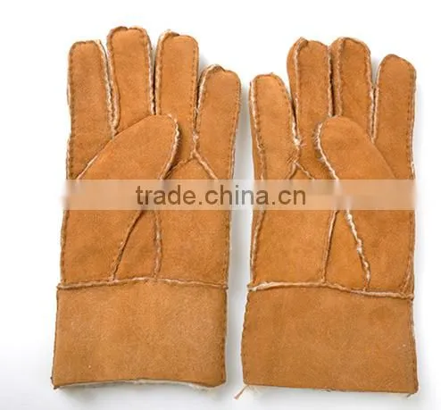Cheap fake double face leather and fur gloves unisex